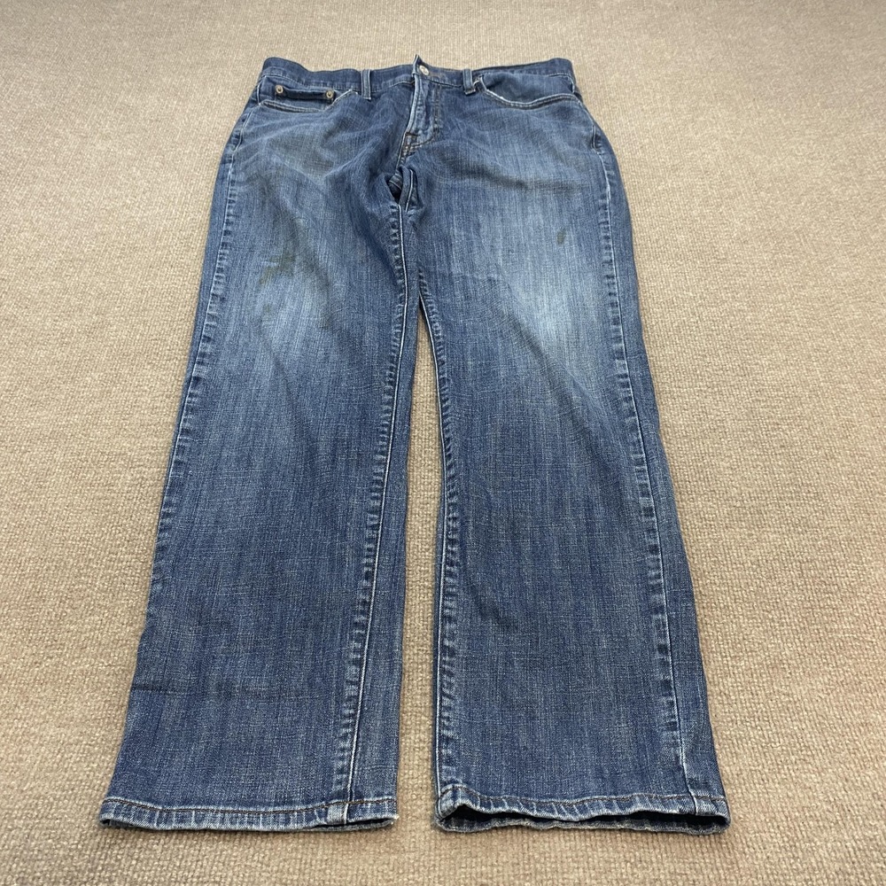 Lucky Brand 221 Straight Jeans Mens 34x32 Blue Distressed Regular Denim Pants